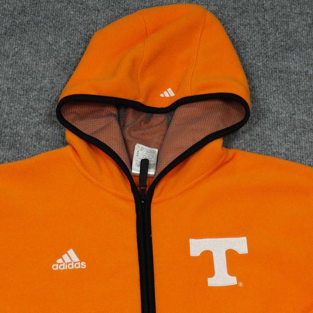Tennessee Volunteers Jacket Mens 14/16 Orange Black Fleece Full Zip Adidas